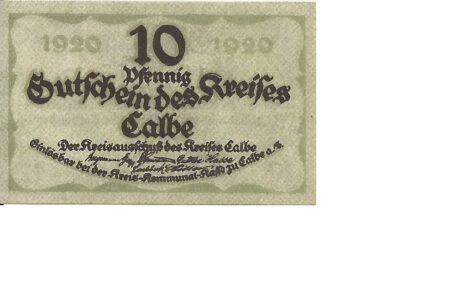 Аверс банкноты 10 fenigów (Niemcy) 1920