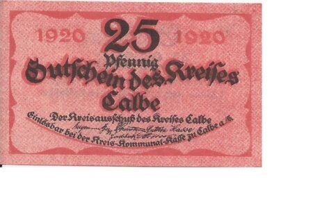 Аверс банкноты 25 fenigów (Niemcy) 1920