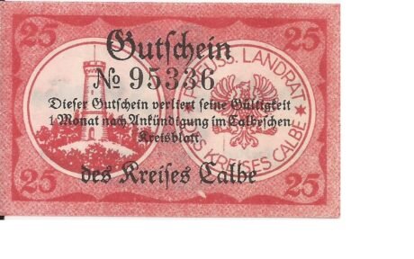 Реверс банкноты 25 fenigów (Niemcy) 1920