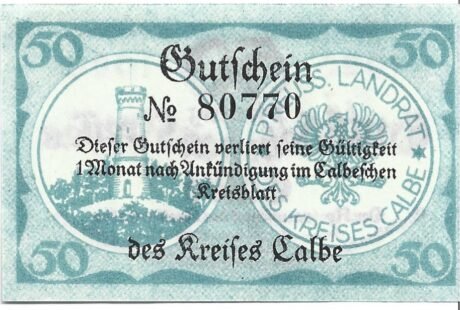 Реверс банкноты 50 fenigów (Niemcy)