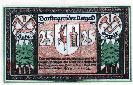 Аверс банкноты 25 Pfennig (Германия) 1921 года