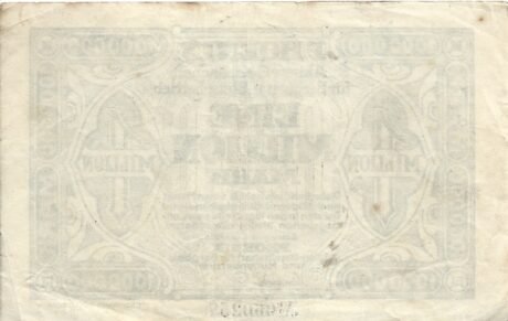 Реверс банкноты 1000000 marek Phoenix Aktien-Gesellschaft für Bergbau und Hüttenbetrieb (Niemcy) 1923