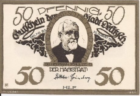 Аверс банкноты 50 fenigów (Niemcy)