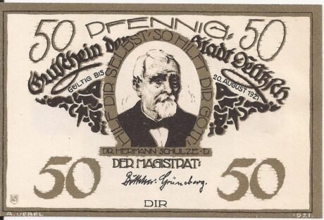 Аверс банкноты 50 fenigów (Niemcy)