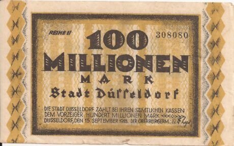 Аверс банкноты 100000000 марок (Германия) 1923 года