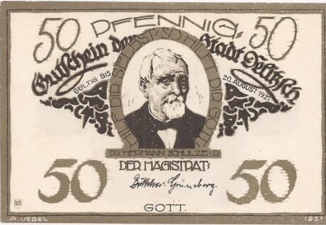 Аверс банкноты 50 fenigów (Niemcy)