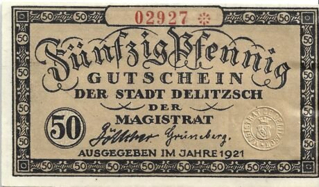 Аверс банкноты 50 fenigów (Niemcy) 1921