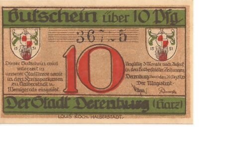 Аверс банкноты 10 пфеннигов (Германия) 1921 года