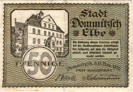 Аверс банкноты 50 fenigów (Niemcy) 1920