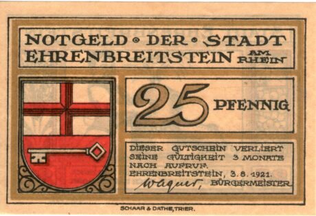 Аверс банкноты 25 fenigów (Niemcy) 1921