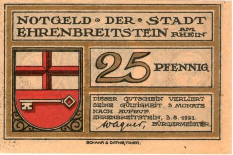 Аверс банкноты 25 fenigów (Niemcy) 1921