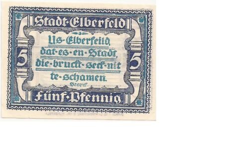 Реверс банкноты 5 fenigów (Niemcy) 1920