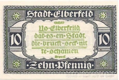 Реверс банкноты 10 fenigów (Niemcy) 1920