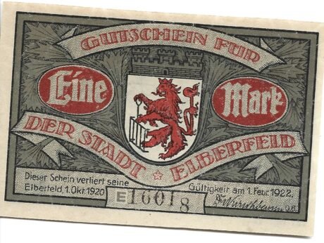 Аверс банкноты 1 марка (Германия) 1920 года