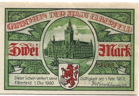 Аверс банкноты 2 marki (Niemcy) 1920