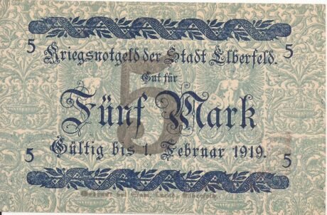 Реверс банкноты 5 marek (Niemcy) 1918