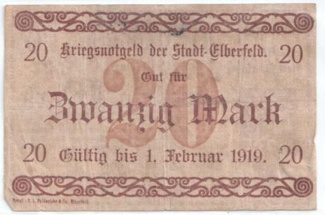 Реверс банкноты 20 marek (Niemcy) 1918