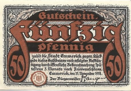 Аверс банкноты 50 fenigów (Niemcy) 1918