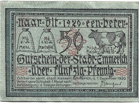 Аверс банкноты 50 fenigów (Niemcy) 1920