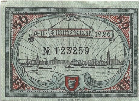 Реверс банкноты 50 fenigów (Niemcy) 1920