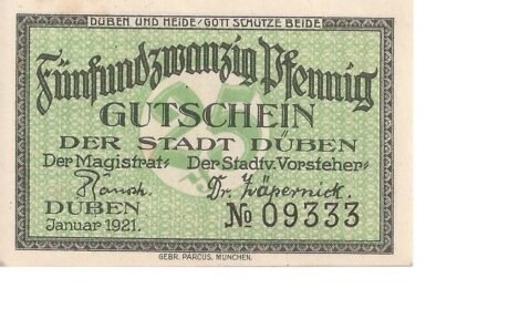 Аверс банкноты 25 fenigów (Niemcy) 1921