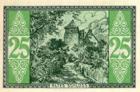 Реверс банкноты 25 fenigów (Niemcy) 1921