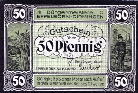 Аверс банкноты 50 fenigów (Niemcy) 1921