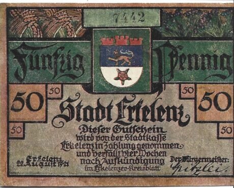 Аверс банкноты 50 fenigów (Niemcy) 1921