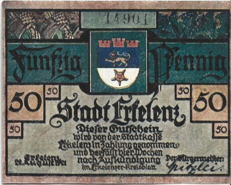 Аверс банкноты 50 fenigów (Niemcy) 1921