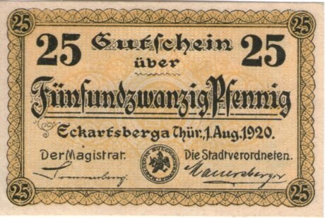 Аверс банкноты 25 fenigów (Niemcy) 1920