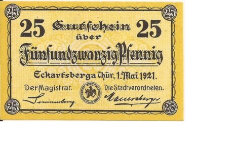 Аверс банкноты 25 fenigów (Niemcy) 1921