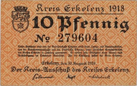 Аверс банкноты 10 fenigów (Niemcy) 1918