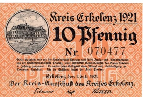 Аверс банкноты 10 пфеннигов (Германия) 1921 года