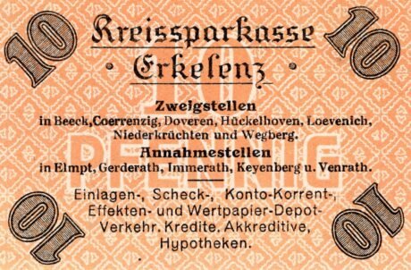 Реверс банкноты 10 пфеннигов (Германия) 1921 года