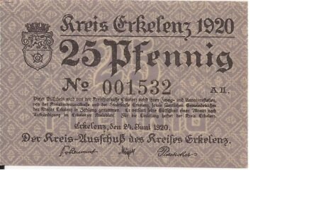 Аверс банкноты 25 fenigów (Niemcy) 1920
