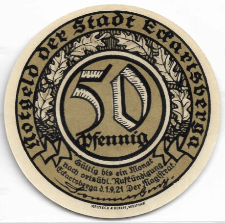 Аверс банкноты 50 fenigów (Niemcy) 1921