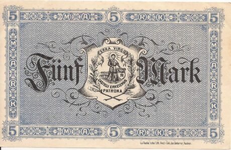 Реверс банкноты 5 marek (Niemcy) 1918