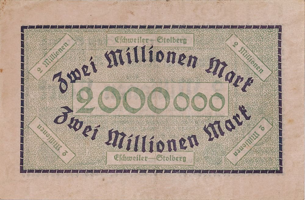 Реверс банкноты 2000000 марок (Германия) 1923 года