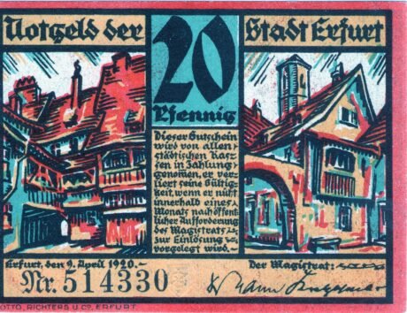 Аверс банкноты 20 fenigów (Niemcy) 1920