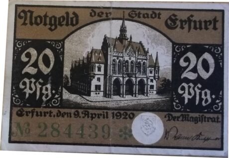 Аверс банкноты 20 fenigów (Niemcy) 1920