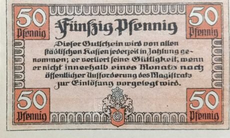 Реверс банкноты 50 пфеннигов (Германия) 1918 года