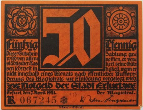 Аверс банкноты 50 fenigów (Niemcy) 1921