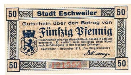 Аверс банкноты 50 fenigów (Niemcy) 1918