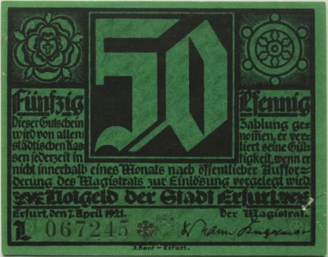 Аверс банкноты 50 fenigów (Niemcy) 1921