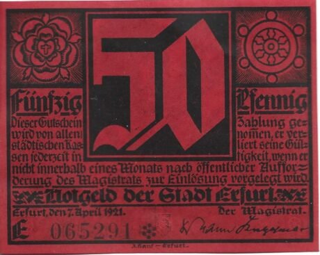 Аверс банкноты 50 fenigów (Niemcy) 1921