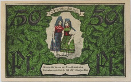 Реверс банкноты 50 fenigów Thüringer Trachten- und Heimat-Fest (Niemcy) 1921