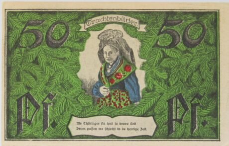 Реверс банкноты 50 fenigów Thüringer Trachten- und Heimat-Fest (Niemcy) 1921