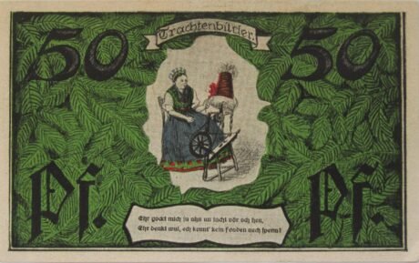 Реверс банкноты 50 fenigów Thüringer Trachten- und Heimat-Fest (Niemcy) 1921