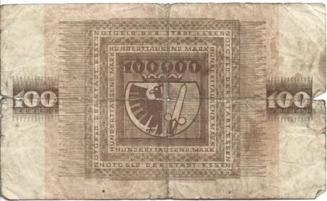 Реверс банкноты 100000 marek (Niemcy) 1923
