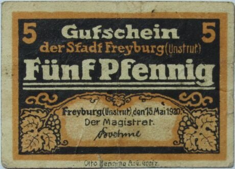 Аверс банкноты 5 fenigów (Niemcy) 1920